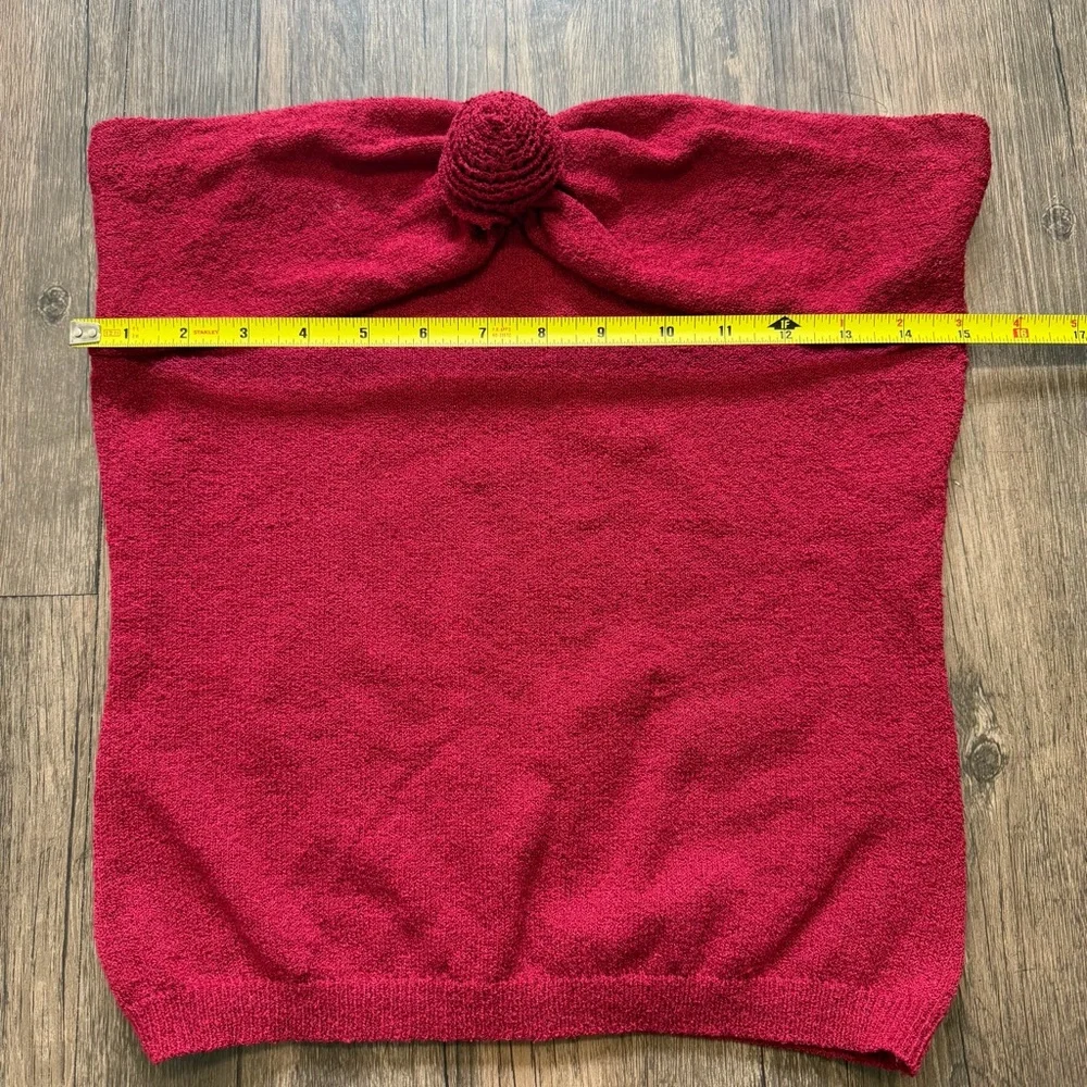 PEPPERMAYO Hidden Hills Knit Rose Strapless Tube Top Maroon Stretch Casual M/L - Picture 11 of 12